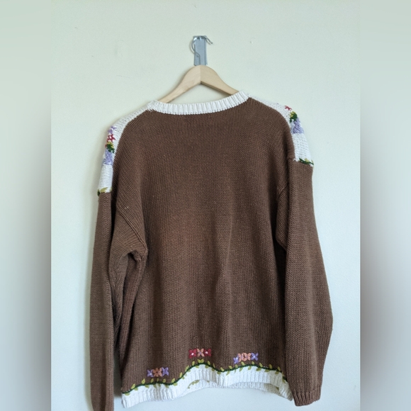 Vintage 90s Cottagecore Embroidered Sweater – Jennifer Reed – 1X – Shabby Chic - Picture 3 of 9